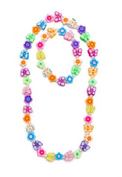 ENSEMBLE DE COLLIER ET BRACELET FLEURS ET PAPILLONS